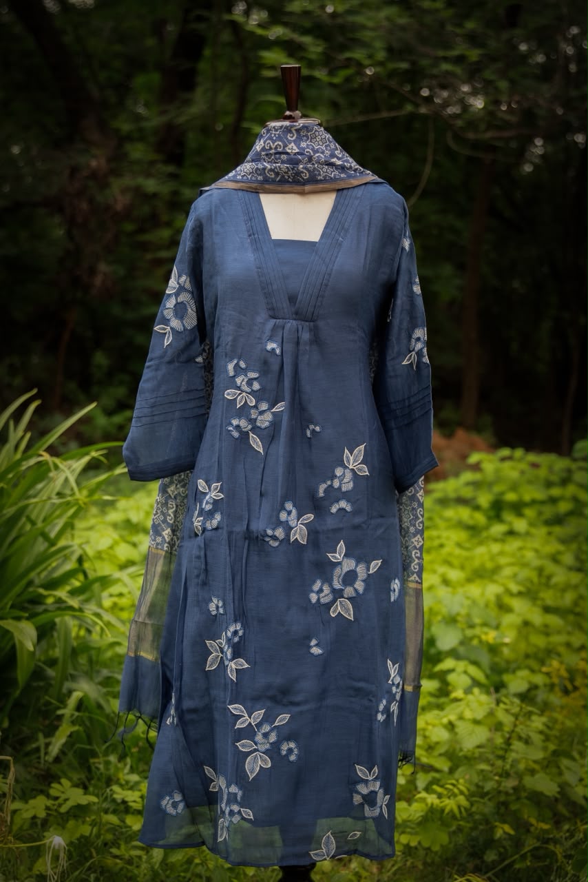 Blue Chanderi Suit set